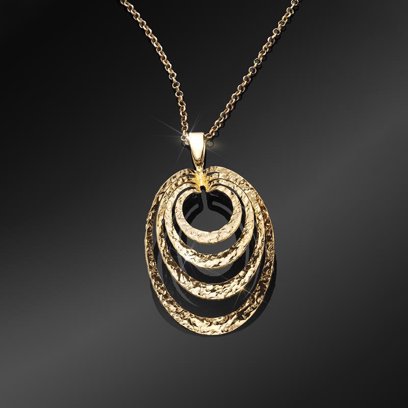 Italian Martellato Pendant, Chain & Earrings